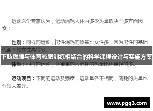 下肢燃脂与体育减肥训练相结合的科学课程设计与实施方案